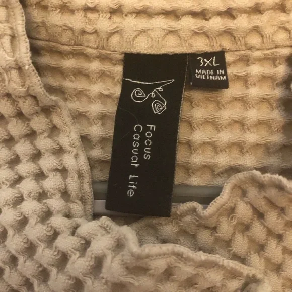 Focus Casual Life Women's Button Up Waffle Weave Tan Jacket Size 3XL - Picture 5 of 6